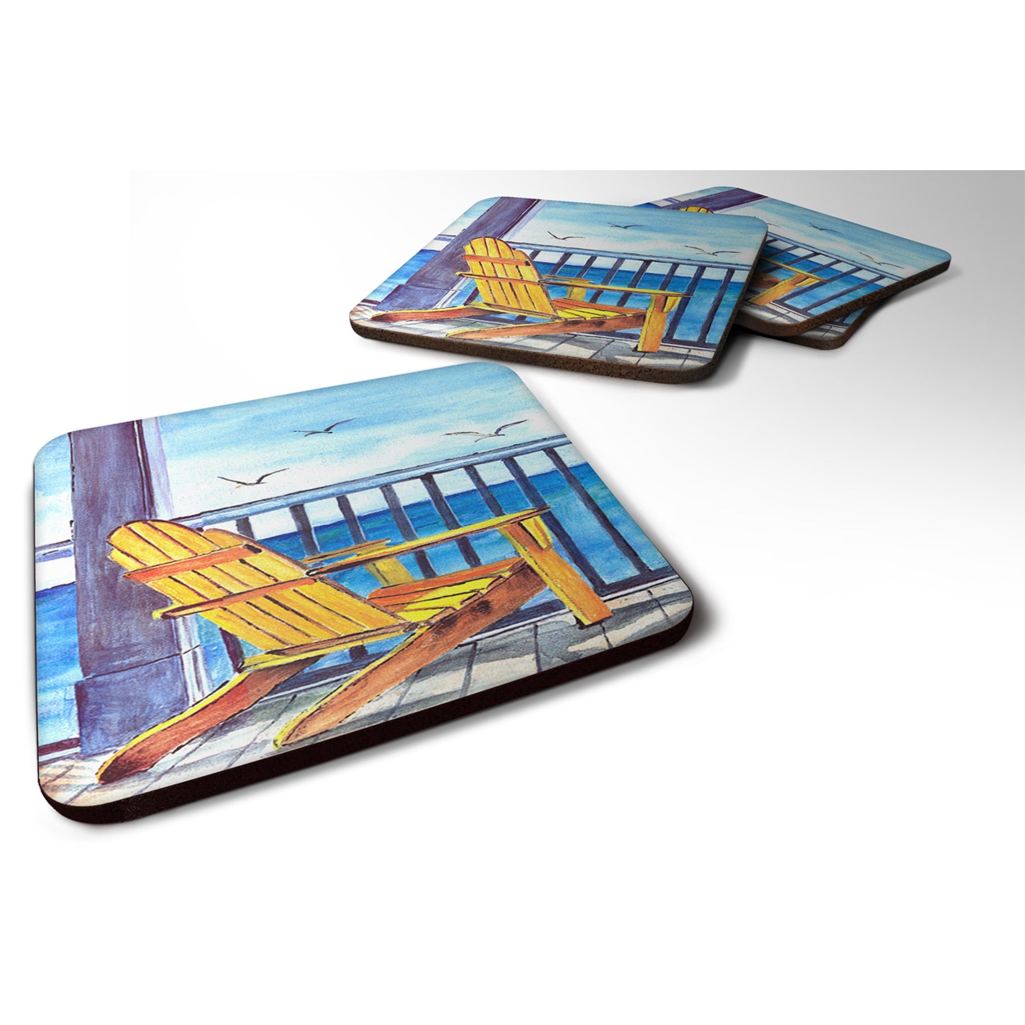 Yellow Adirondack Chair Foam Coaster Set Of 4